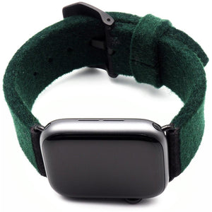 Dark green Apple Watch band from merino wool