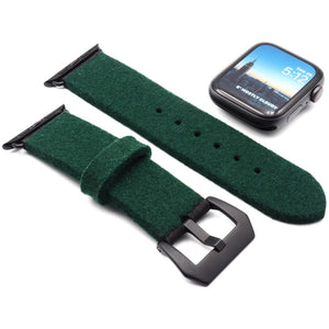 Dark green Apple Watch band from merino wool