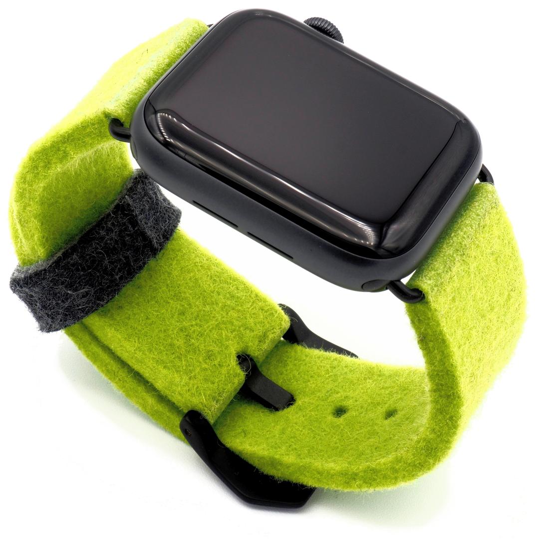 Lime green Apple Watch band from merino wool