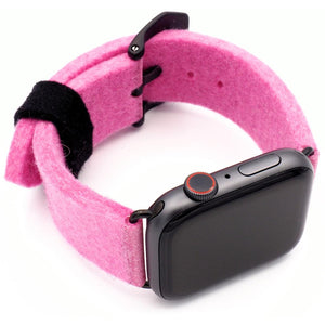 Pink Apple Watch band from merino wool